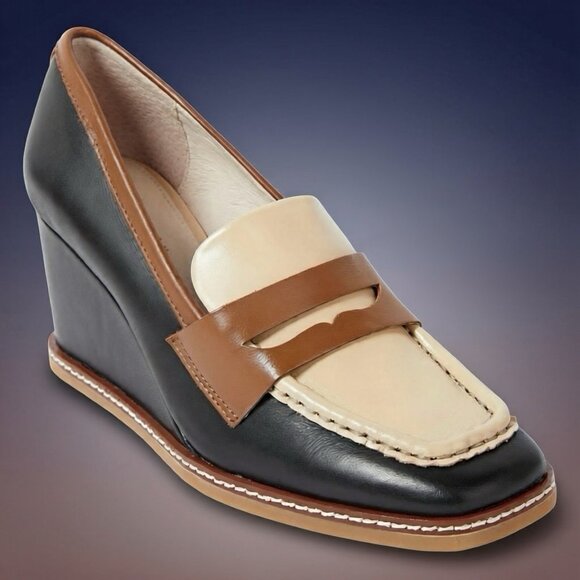 Sanctuary Shoes - Sanctuary‎ Cadence Leather Wedge Loafer / New in Box / MSRP 4149